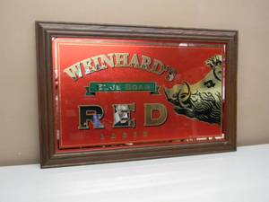 RARE - WEINHARDS BLUE BOAR RED LAGER BAR SIGN  MIRROR - AWESOME PIECE - VERY NICE - APPROX 32 By 21 - SEE PICTURES