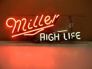 RARE - VINTAGE - MILLER HIGH LIFE HANGING NEON LIGHT - FANTASTIC PIECE - WORKS - VERY NICE - APPROX 25 By 10 - SEE PICTURES