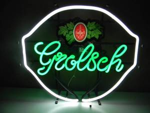 RARE - Grolsch Beer NEON LIGHT - FANTASTIC PIECE - WORKS - VERY NICE - APPROX 21 By 17 - SEE PICTURES