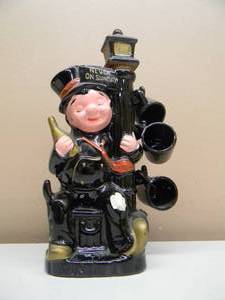 VINTAGE NEVER ON SUNDAY DRUNK MAN SHOT GLASS  DECANTER - COOL OLD SHCOOL PIECE - SEE PICTURES