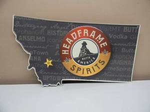RARE - HEADFRAME SPIRITS BUTTE AMERICA TIN SIGN - NICE - AWESOME PIECE - APPROX 23 By 13 - SEE PICTURES