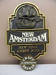 VINTAGE RARE - NEW AMSTERDAM NEW YORK AMBER BEER BAR SIGN, Faux Wood - NICE - COOL PIECE - APPROX 11 By 18 - SEE PICTURES