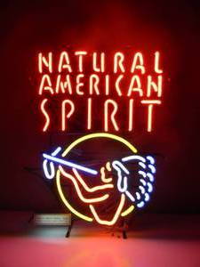 LARGE - NATURAL AMERICAN SPIRIT - NEON LIGHT - ABSOLUTELY FANTASTIC PIECE - WORKS - VERY NICE - APPROX 19 By 26 - SEE PICTURES