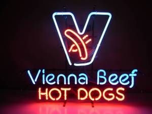 Vienna Beef HOT DOGS NEON LIGHT - FANTASTIC PIECE - WORKS - VERY NICE - APPROX 26 By 20 - SEE PICTURES