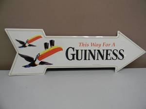This Way For A GUINNESS Tin Sign - COOL PIECE - NICE - APPROX 28 By 9 - SEE PICTURES