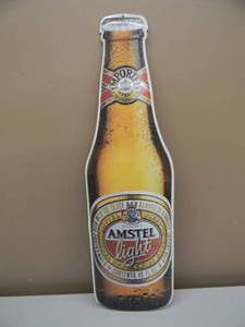 AMSTEL LIGHT BOTTLE Tin Sign - COOL PIECE - NICE - APPROX 9 By 31 - SEE PICTURES