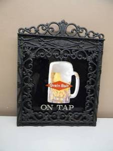 VINTAGE - GRAIN BELT BEER ON TAP WALL HANGING ADVERTISING SIGN - NICE - AWESOME PIECE - APPROX 16 By 20 - SEE PICTURES