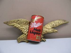 RARE - VINTAGE - Miller Malt Liquor BEER CAN  EAGLE BAR SIGN - AWESOME PIECE - APPROX 19 By 10 - SEE PICTURES