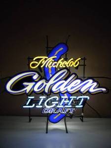 Michelob Golden LIGHT DRAFT NEON LIGHT - VERY NICE - WORKS - FANTASTIC PIECE - APPROX 33 By 28 - SEE PICTURES