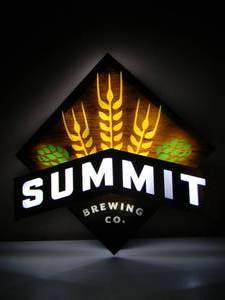 NEW OLD STOCK - SUMMIT BREWING CO. LED LIGHT - VERY NICE - WORKS - FANTASTIC PIECE - APPROX 27 By 27 - SEE PICTURES