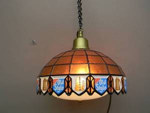 VINTAGE - Heilemans Old Style Beer Hanging Tiffany Lamp Light - NICE - WORKS - GREAT PIECE - APPROX 10 - SEE PICTURES