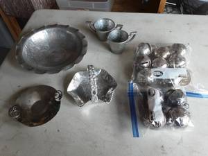 lot 41 image: Lot Of Assorted Hand Wrought Items & Assorted Reed & Barton Holly Balls