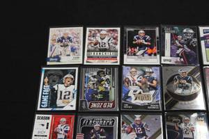 lot 65 image: Tom Brady Football Card Lot  20 Cards w Relic Card
