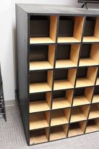 lot 2 image: Large Heavy CubbyDrawer Furniture Piece #2  Custom Made100% Wood Comes with 20 Custom Foamcore Drawers Please Read Description