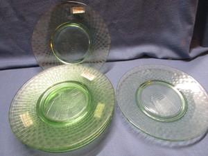 lot 67 image: Green Depression Windmill Plates