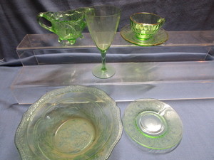 lot 68 image: Green Depression Glass