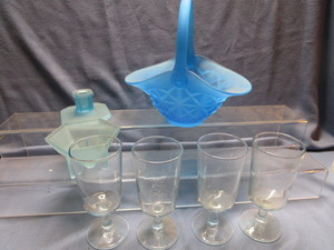 lot 123 image: Basket, Candle Holder, Stems