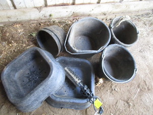 lot 165 image: Rubber Pails, Pans, Mineral Block Feeders