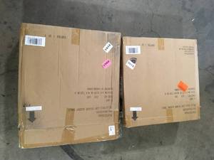 Lot of 2 Home Decorators Collection Bella Square Gold Leaf Metal and Glass Accent Table (20 in. W x 24 in. H) Customer Returns See Pictures