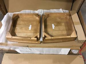 StyleWell Cedarville Patina Oak Finish Counter Stools with Cross Back (Set of 2) customer return see pictures