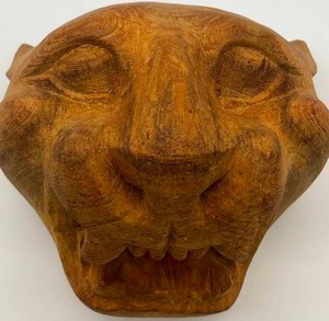 Carved Wooden Jaguar Head Mask Attributed to Jack Van Deckter