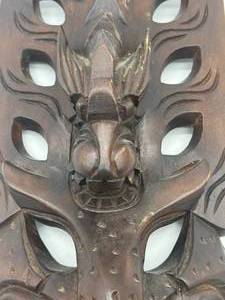 Vintage 1990s Filipino Bakunawa Sea Dragon Mask Carved Wood