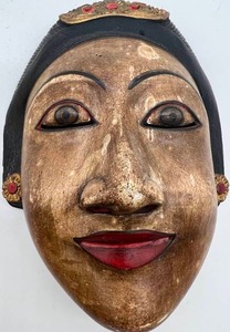 Vintage Topeng Java Balinese Lombok Indonesia Wooden Mask