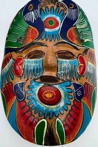 Set of 2 Vintage Mexican Talavara Hand Painted Wall Face Masks