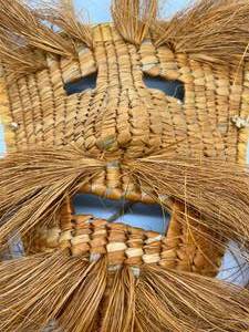 Mexican Handwoven Grass Folk Art Husk Mask Boho Style