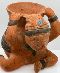 Set of 3 Clay Aztec Mayan Terra Cotta Figures Mexican Warrior Statues