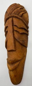 Vintage Wood Carved African Mask from Angola, Priest of Wealth