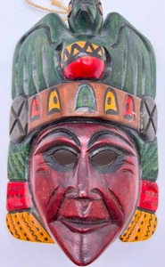 Vintage Hand Carved Guatemalan Wood Mask Art
