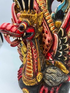 Vintage Wooden Dragon Statue Balinese Style Sculpture