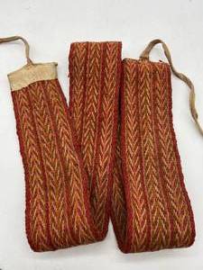 Vintage Wool Woven Belt or Sash with Linen End Ties