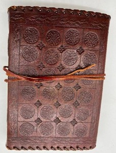 Utopian Leather Journal with Leather Tie Wrap Green Stone Accent