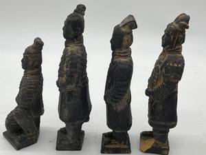 Set of 4 Clay Chinese Warriors Figurines in Box