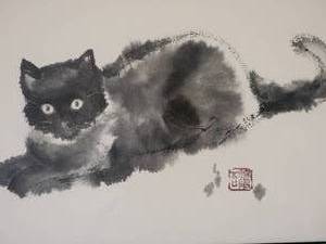 lot 98 image: Fuzzy Fine Art Japanese Woodblock Cat Print