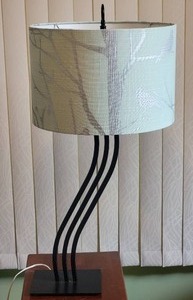 lot 84 image: Funky Curved Table Lamp with Floral Shade
