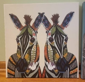 lot 91 image: Vibrant Fine Art Print Pair - Zebras and Cheetah