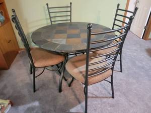 lot 15A image: Breathtaking Stone Tile Round Dining Set