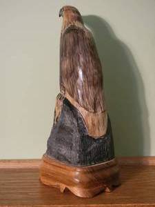 lot 29A image: Stunning Fine Art Horn Folk Carving - Hawk and Prey