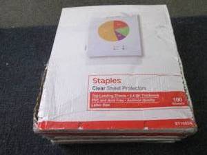 5- 100ct Pks Staples Clear Sheet Pr...
