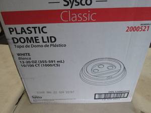 Case of 1000 Sysco Plastic Dome Lid...