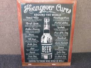 Metal Hangover Cure Sign 16x12.5 in...
