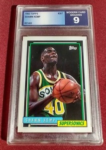 lot 4 image: 1992 Topps Shawn Kemp Card - Modern Card Grading 9