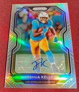 lot 9 image: 2020 Panini Prizm Joshua Kelley Silver Autograph Rookie Card