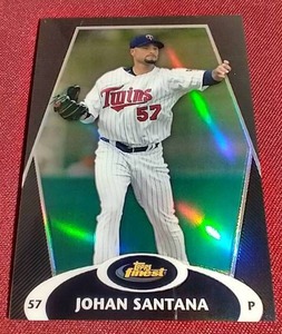 lot 16 image: 2008 Topps Finest Johan Santana Refractor Card - #d99