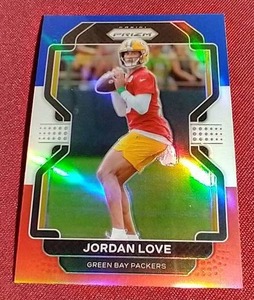lot 18 image: 2021 Prizm Red White & Blue Prizm Jordan Love Card