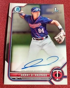 lot 20 image: 2022 Bowman Chrome Danny De Andrade 1st Bowman Autograph Card