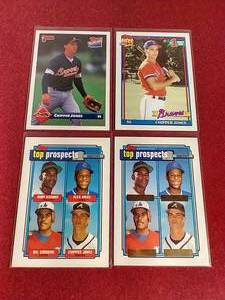lot 31 image: (4) Different Chipper Jones ProspectRookie Cards